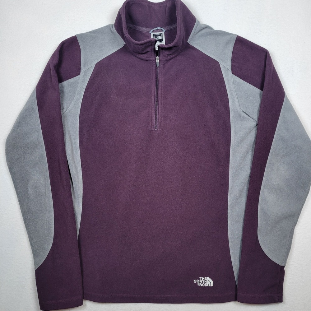 The North TKA 100 Face Purple‎ and Grey Fleece Women's Quarter Zip Pullover SZ M